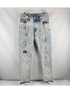 American Eagle Jeans Mens 30x31 Extreme Flex Light Blue Distressed Denim